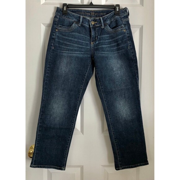 Simply Vera Vera Wang Denim - Jeans Simply Vera Straight Leg, Women's Size 6 Demin Dark Wash Blue Casual